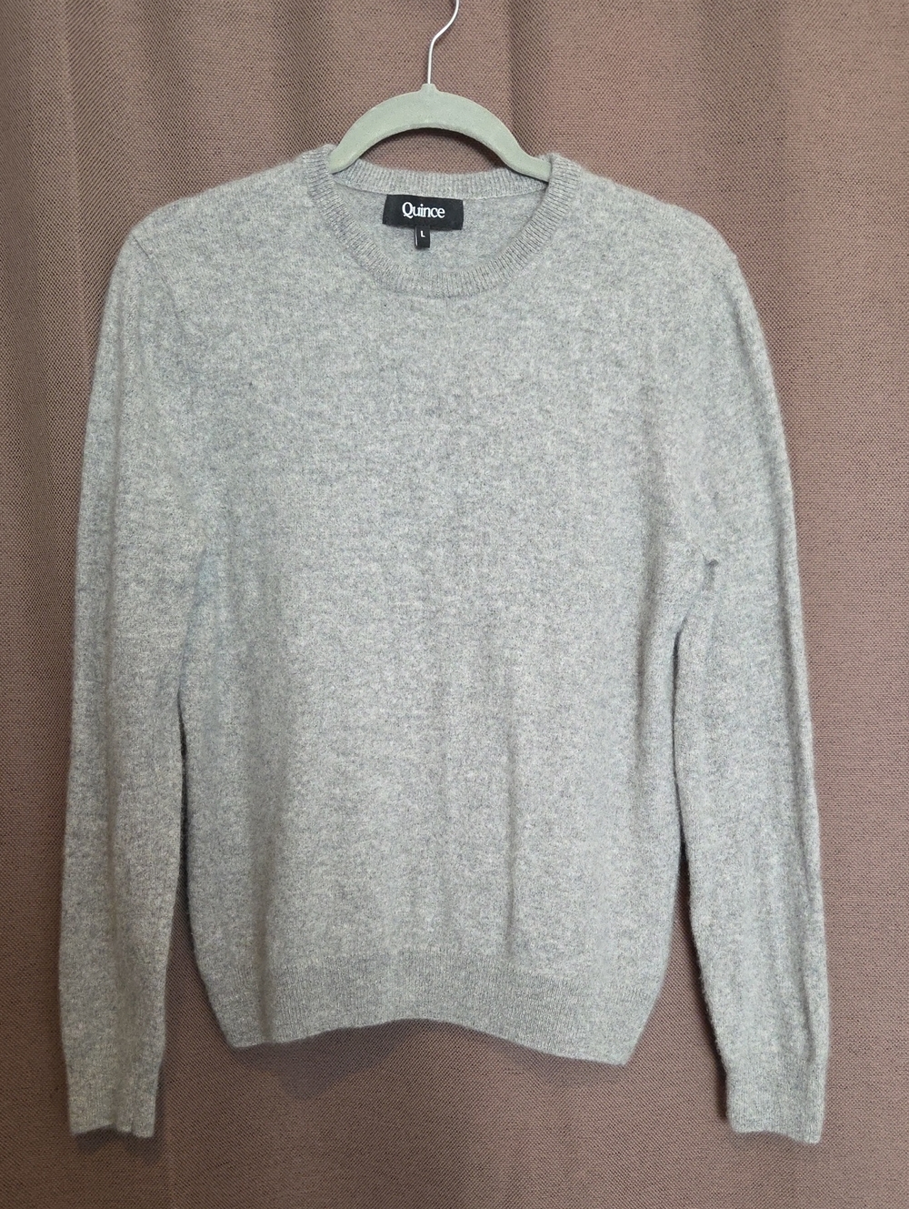 Quince Cashmere Crewneck Sweater - Light Gray Size Large